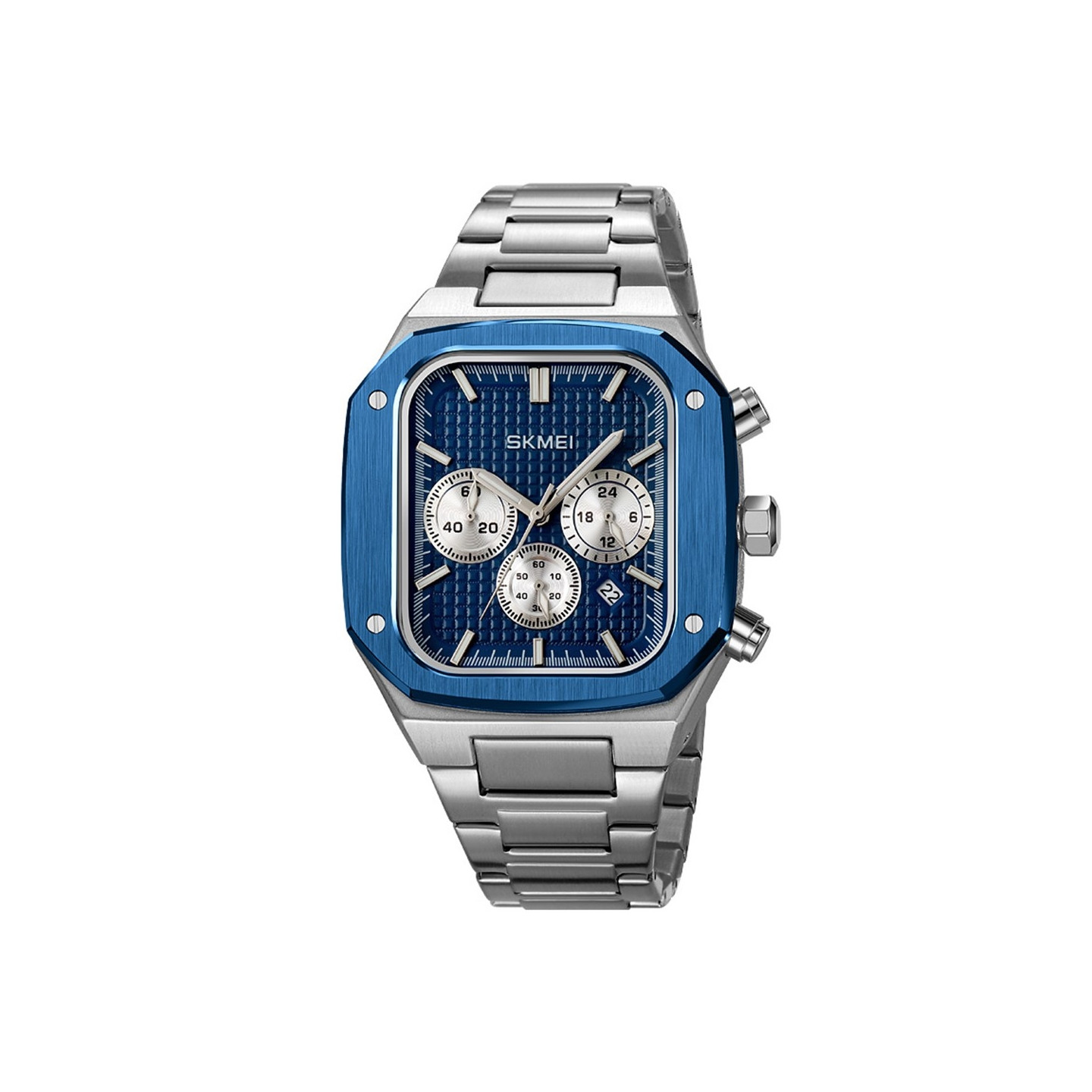 SKMEI Clock Business Quartz Watch Square Fashion Rannekello Luminous - Sininen