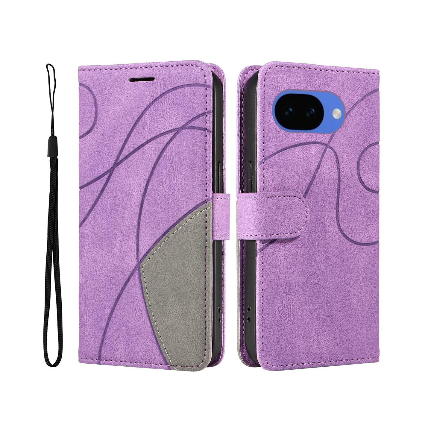 il Google Pixel 10a Pungcover med Stander Tofarvet Design - Lilla