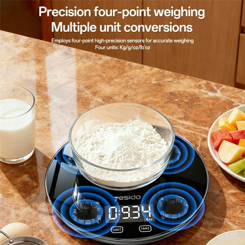 YESIDO Kitchen Scale Digital Scale Precision Scale LCD Display Supports 1-5000g Capacity