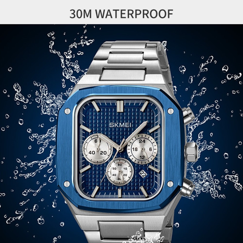 SKMEI Clock Business Quartz Watch Square Fashion Wristwatch Luminous - Blue