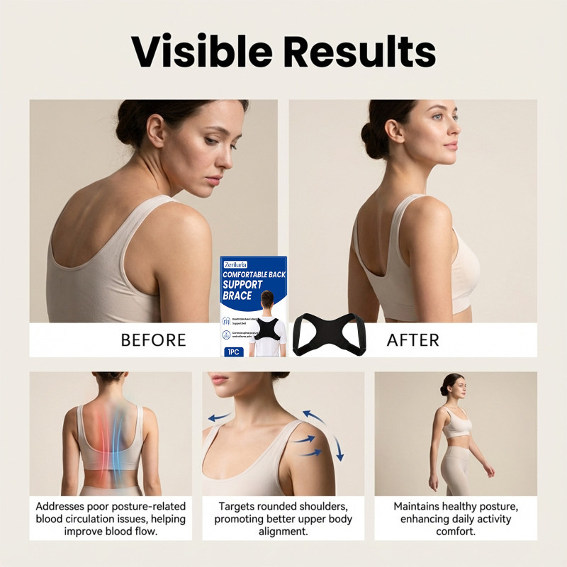 ZERILUNA Back Support Strap Correct Posture Invisible Portable Elastic Body Support
