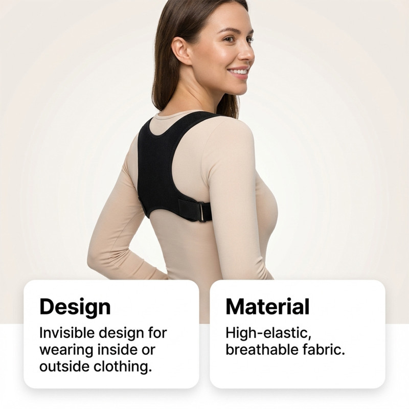 ZERILUNA Back Support Strap Correct Posture Invisible Portable Elastic Body Support