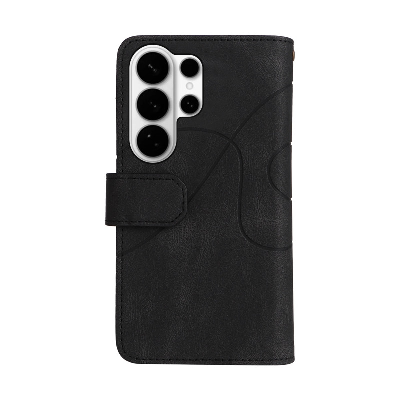 Til Samsung Galaxy S26 Ultra Pungcover med Lynlås og Håndledsrem Stander - Sort