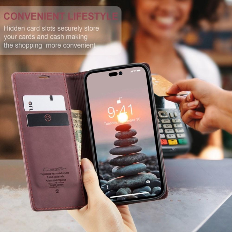 CASEME Retro Lompakkokotelo iPhone 14 Pro Max - Punainen