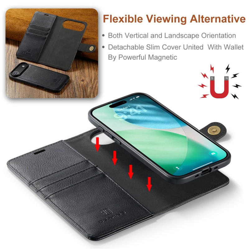DG.MING For iPhone Air Wallet Case Detachable 2 in 1 - Black