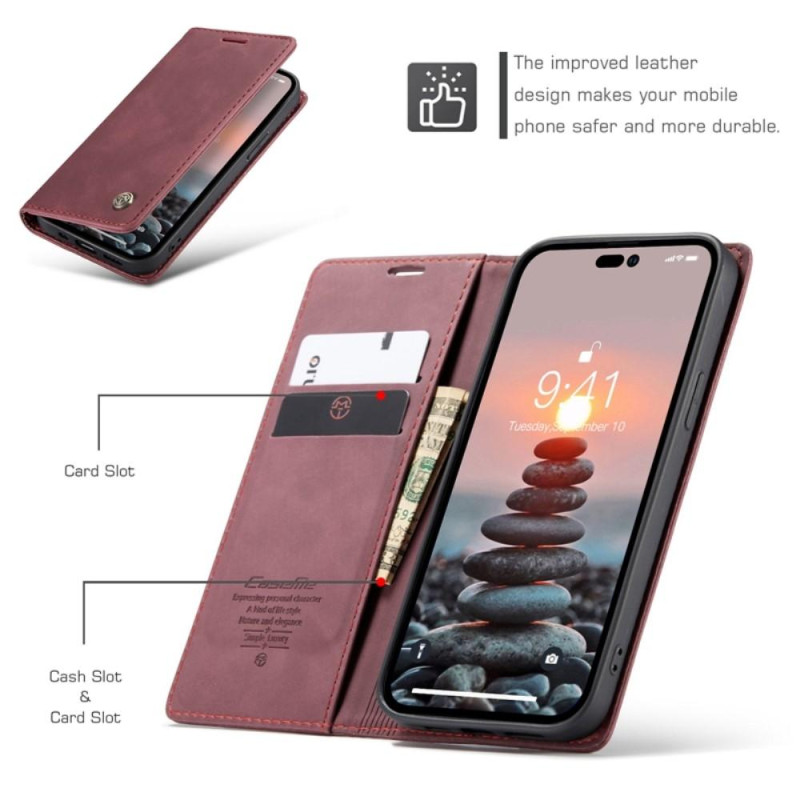 CASEME Retro Wallet Case for iPhone 14 Pro Max - Red