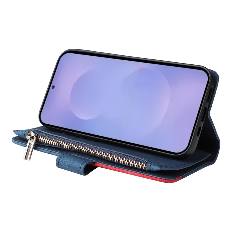 For Samsung Galaxy S26 Wallet Case with Zipper and Wrist Strap Stand