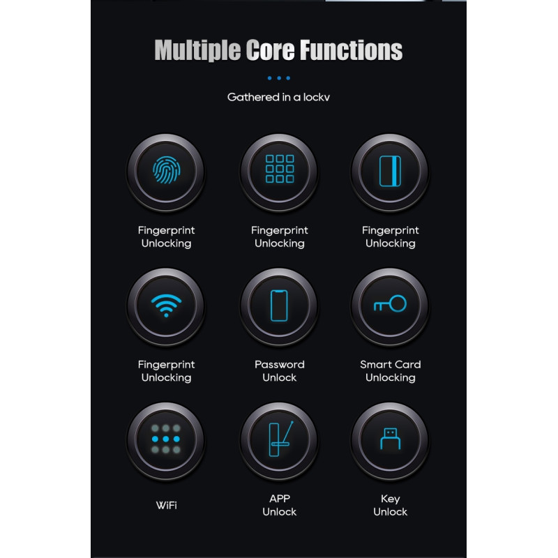 Tuya Älykäs Elektroninen Ovenlukko Sormenjälki Salasanalla Lukko - 17 cm Lukkorunko