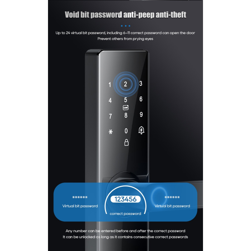 Tuya Smart Electronic Door Lock Lock Fingerprint Password - 17 cm Lock Body