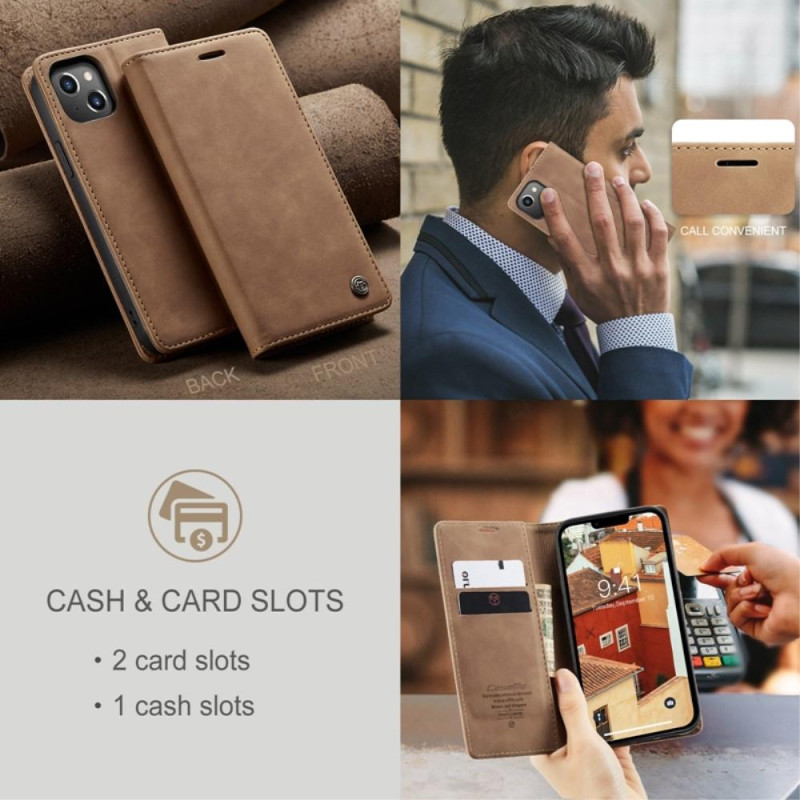 CASEME Retro lompakkokotelo iPhone 14 Plus - vaaleanruskea