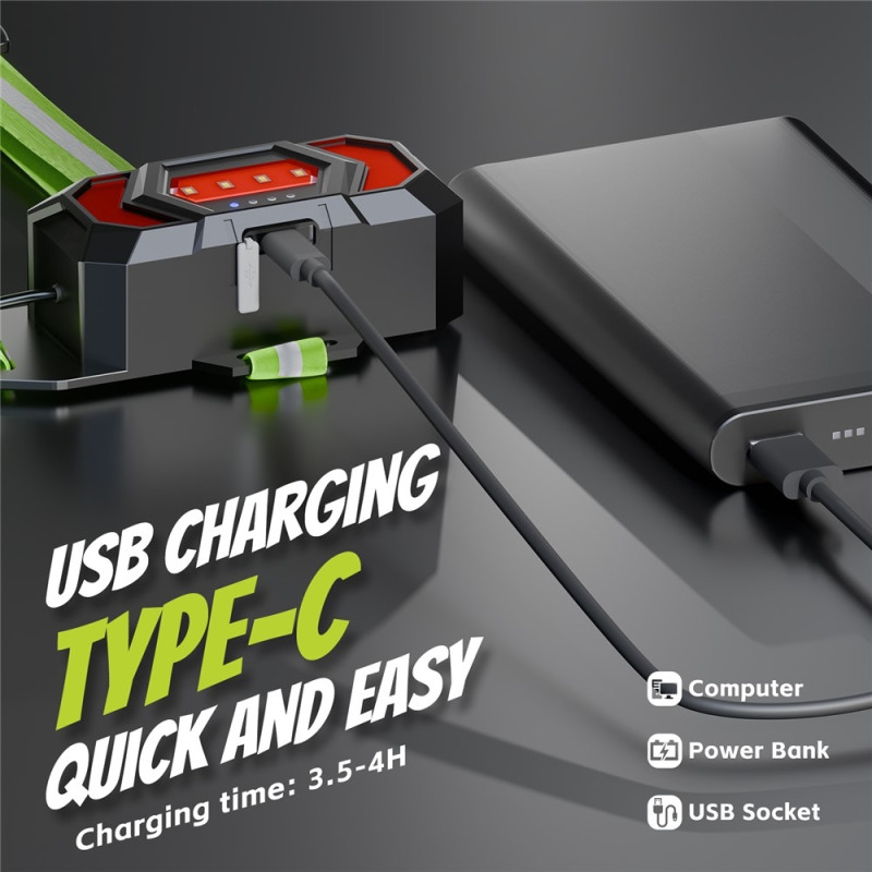 WEST BIKING Lamppu Taskulamppu Juoksupyöräilyyn Varoitusvalo 500 Lumenia