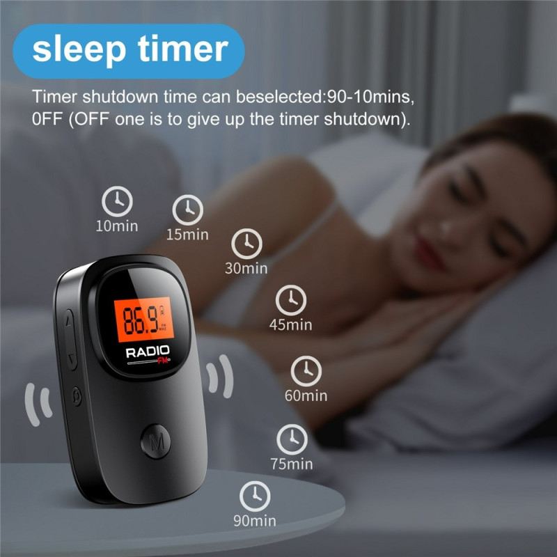 MI06 Radio Pocket Radio Portable FM Radio Digital Display 30 Preset Stations