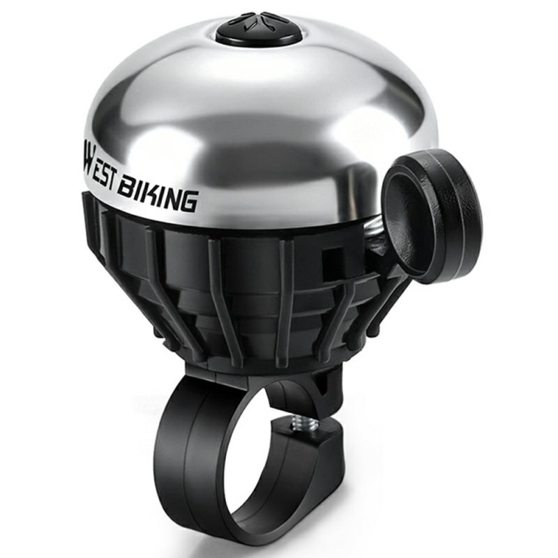 WEST BIKING Bicycle Bell Waterproof Stainless Steel High Decibel - Silver