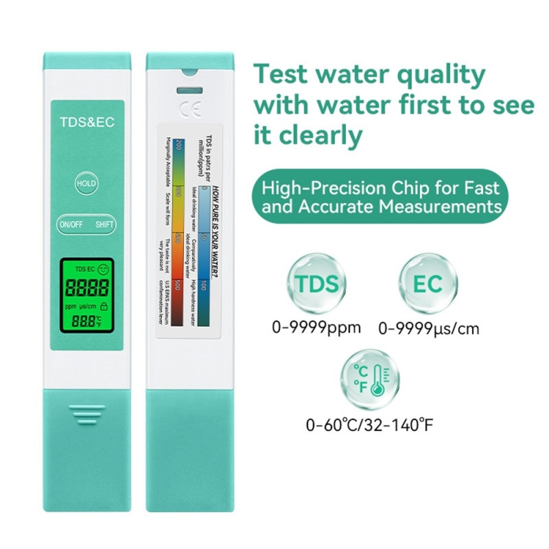 Tester Water Quality EC TDS Temperature Meter Drinking Water Digital Test Pen