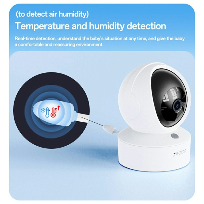 YESIDO Babymonitor Babyklokke Kamera 2.4G+WiFi 1080P HD Videokamera Nattsyn