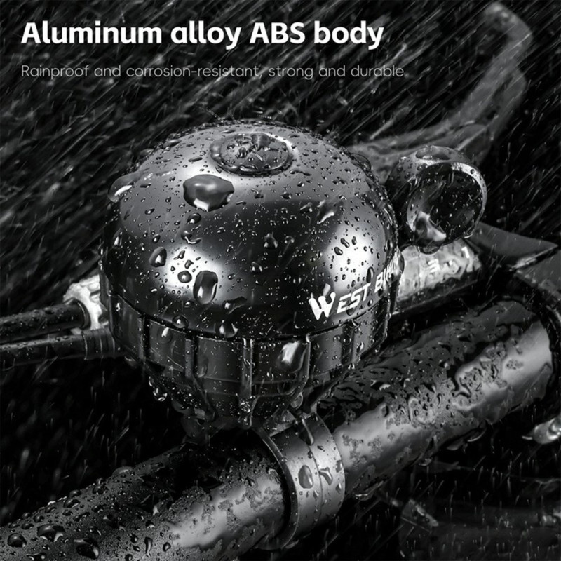 WEST BIKING Cykelklokke Vandtæt Rustfrit Stål Høj Decibel - Sølv