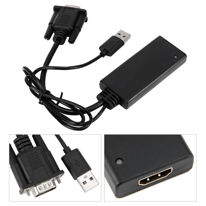 VGA + USB to HD Converter HD Video Adapter with Audio USB Power Supply