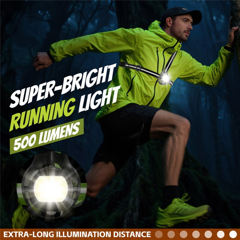 WEST BIKING Lamp Flashlight Running Cycling Warning Light 500 Lumen - Black