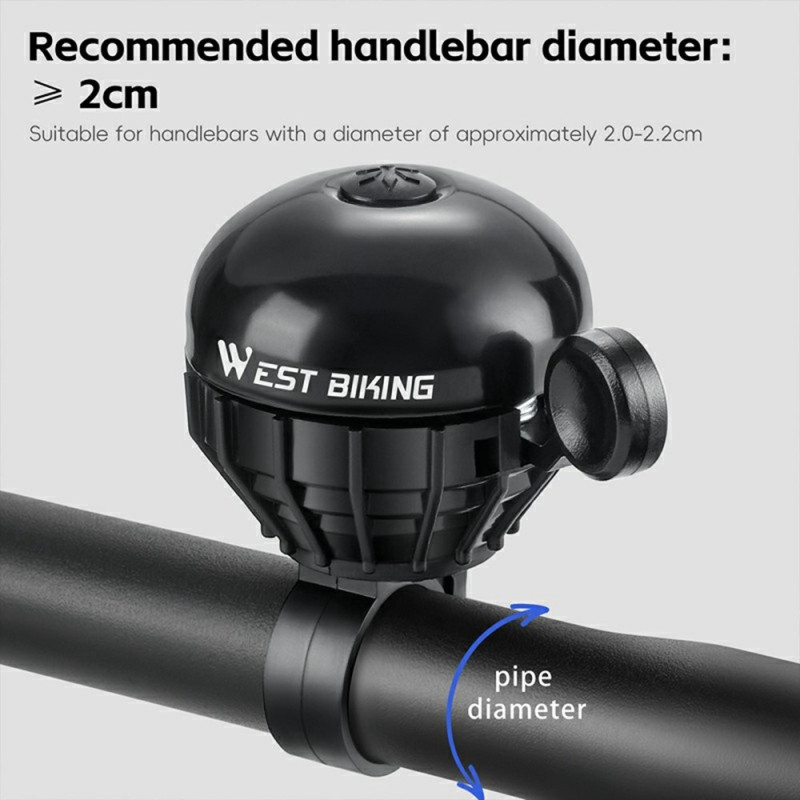 WEST BIKING Bicycle Bell Waterproof Stainless Steel High Decibel - Silver