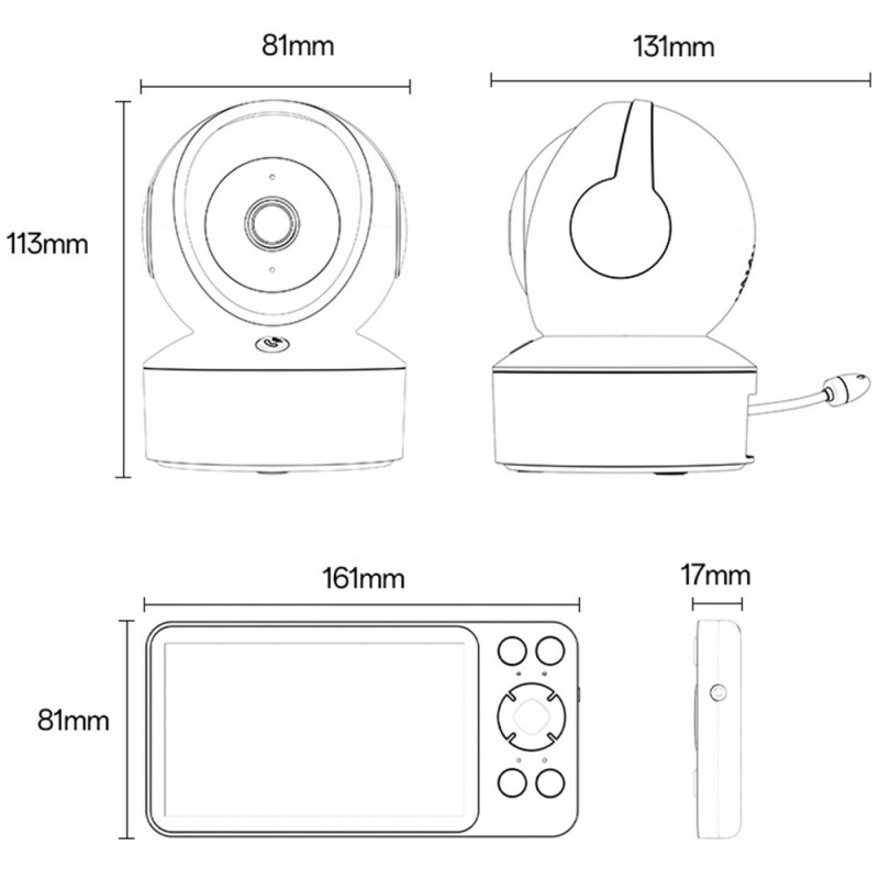YESIDO Vauvamonitori Vauvakellokamera 2.4G+WiFi 1080P HD-videokamera Yönäkö