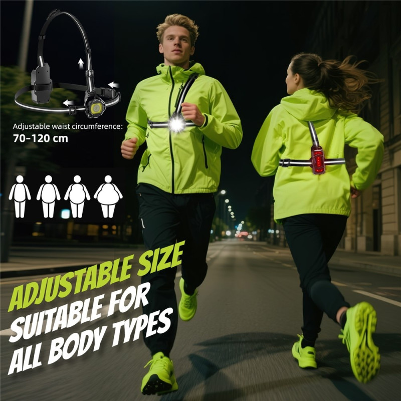 WEST BIKING Lygte Lommelygte Løb Cykling Advarselslys 500 Lumen - Sort