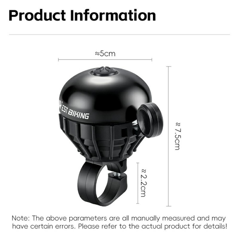 WEST BIKING Bicycle Bell Waterproof Stainless Steel High Decibel - Silver