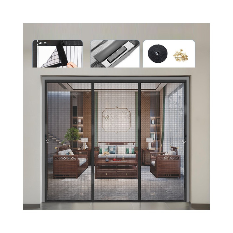 170 x 210 cm magnetic door net with mosquito protection and automatic closing