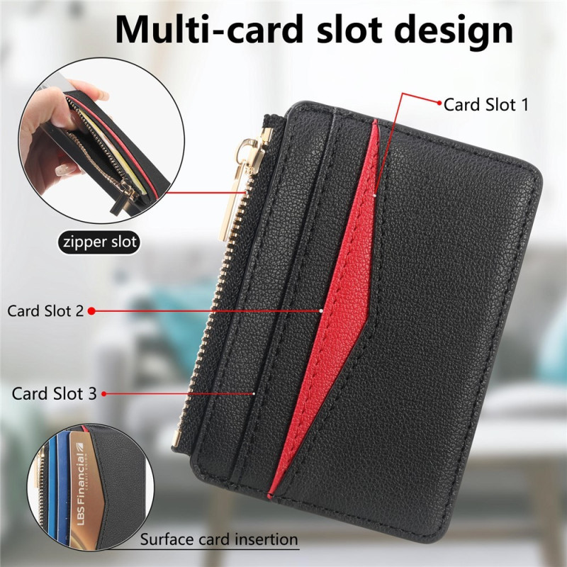 Card Holder Credit Card Holder Magnetic Zipper Card Holder Card Pocket - Black