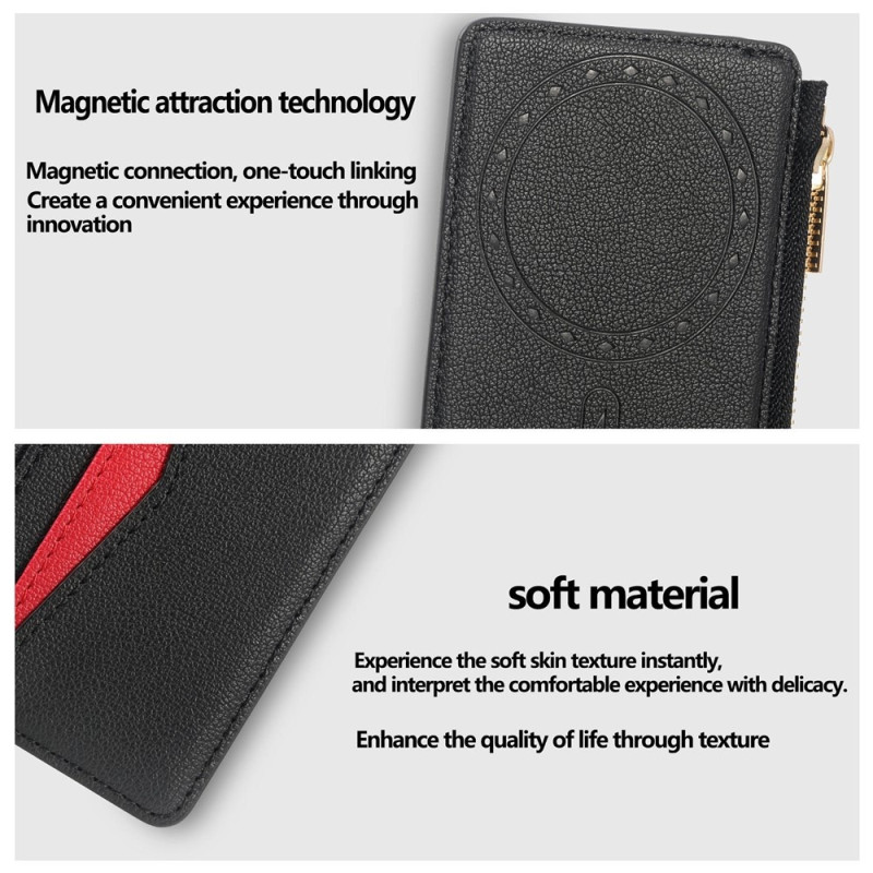 Card Holder Credit Card Holder Magnetic Zipper Card Holder Card Pocket - Black