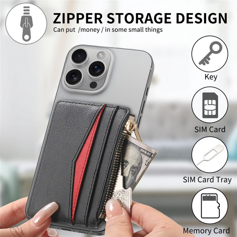 Card Holder Credit Card Holder Magnetic Zipper Card Holder Card Pocket - Black