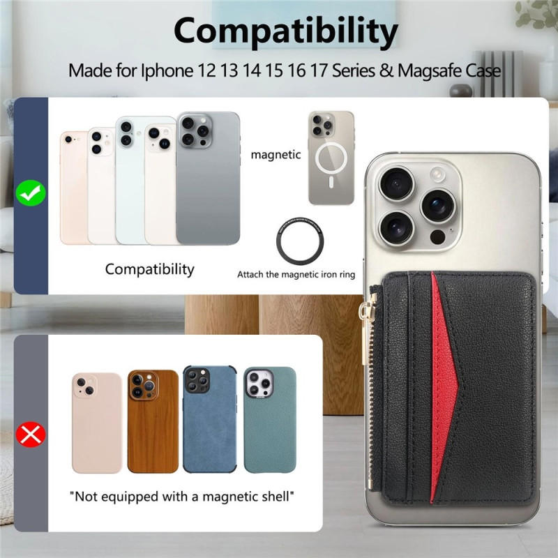 Kortholder Kredittkortholder Magnetisk glidelås Kortholder Kortlomme - Svart