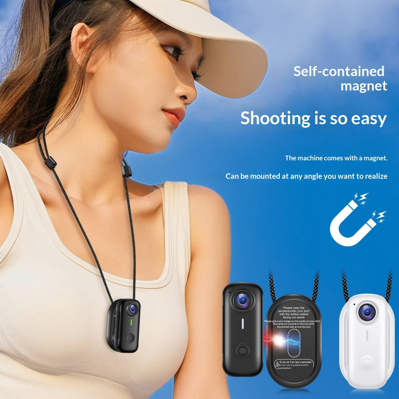 D100 2K Thumb Camera Digital Camera Camcorder Camera Magnetic Pocket Camera Neck Strap