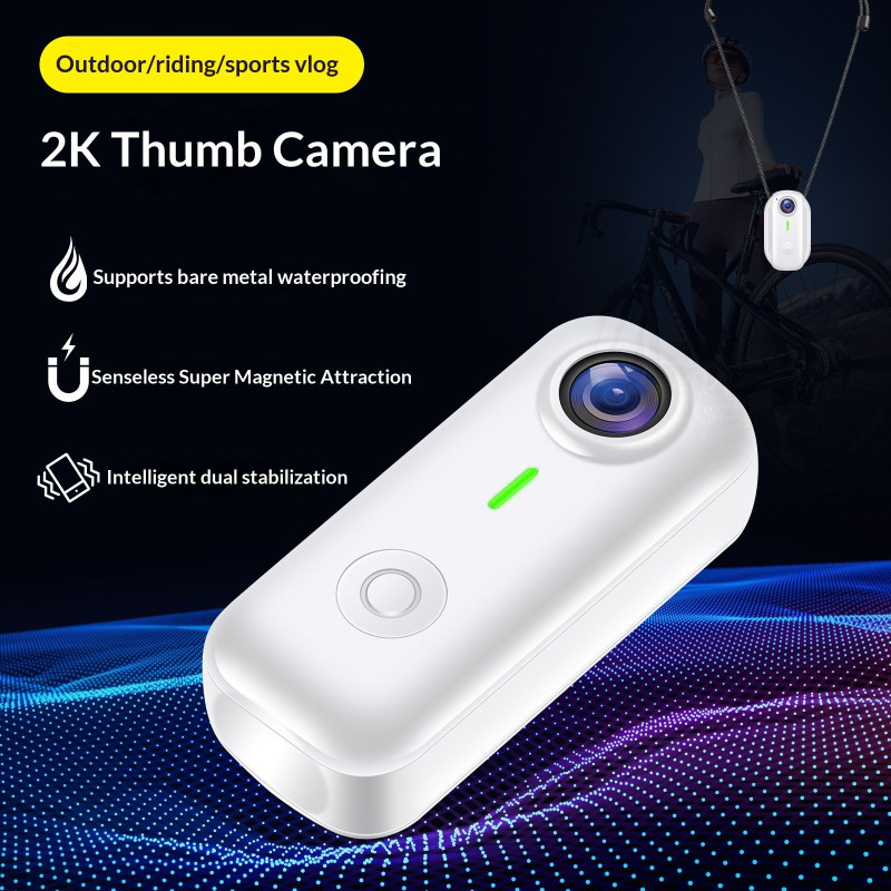 D100 2K Tommelfingerkamera Digitalkamera Videokamera Kamera Magnetisk Lommekamera Halsrem