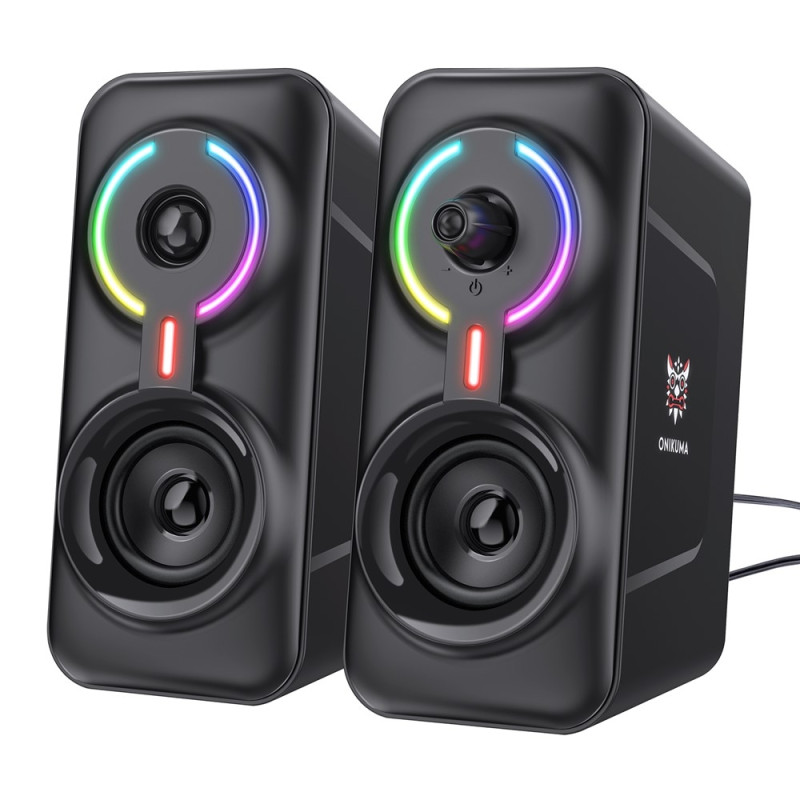 ONIKUMA USB Wired Speaker Computer Speaker 3D Stereo Sound RGB Lights