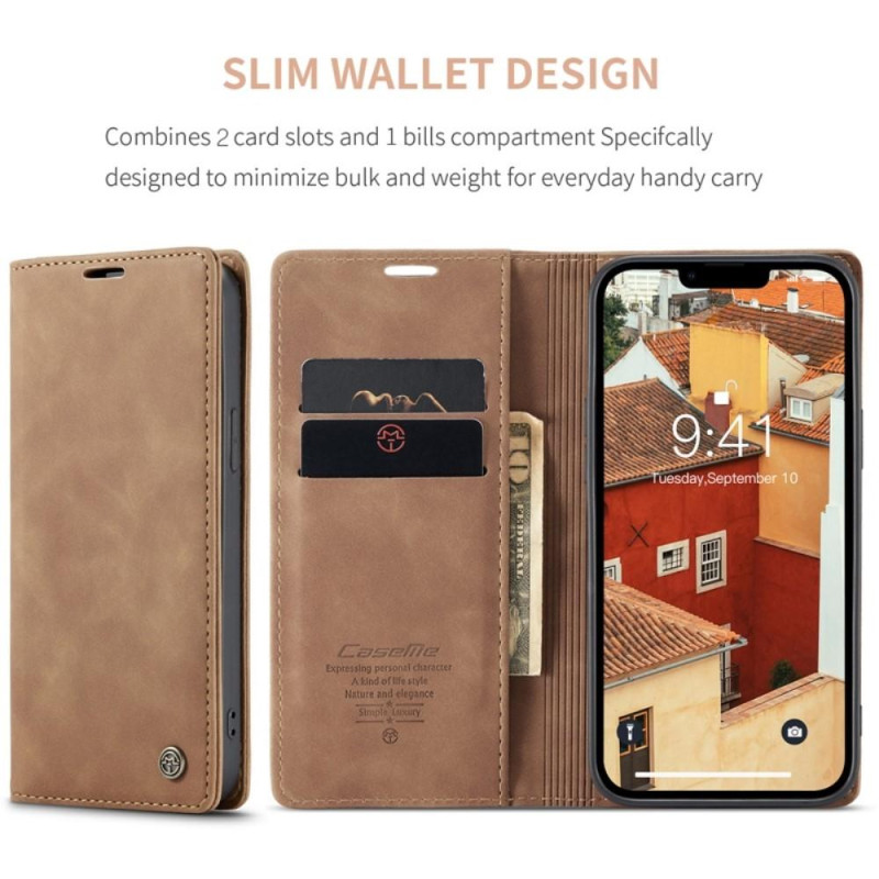 CASEME Retro Wallet Case for iPhone 14 - Light Brown