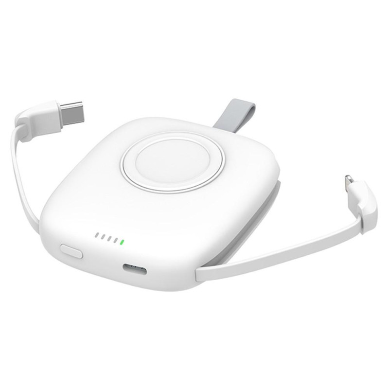 USB - C/lyn/trådløs 5000mAh bærbar strømbank