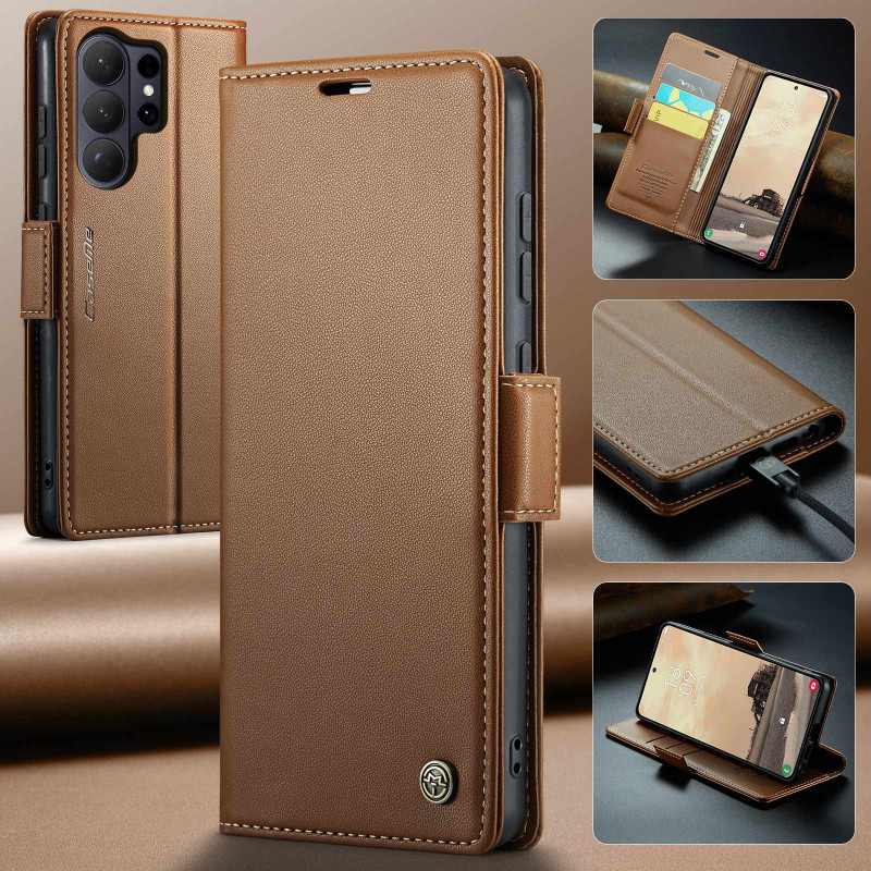 CASEME Retro Lompakkokotelo Samsung Galaxy S26 Ultra - Ruskea