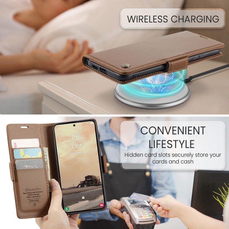 CASEME Retro Wallet Case for Samsung Galaxy S26 Ultra - Brown