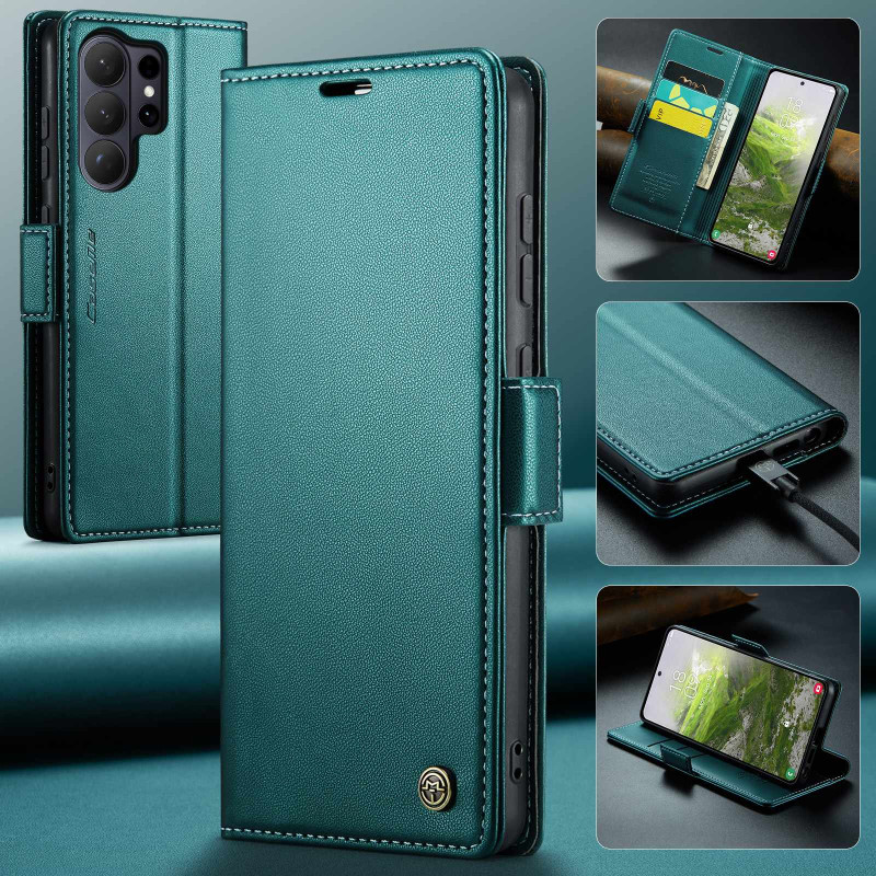 CASEME Retro Lompakkokotelo Samsung Galaxy S26 Ultra - Vihreä