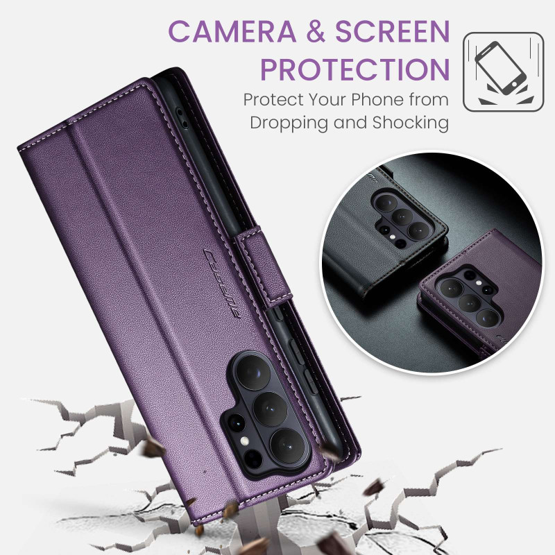 CASEME Retro Wallet Case for Samsung Galaxy S26 Ultra - Purple