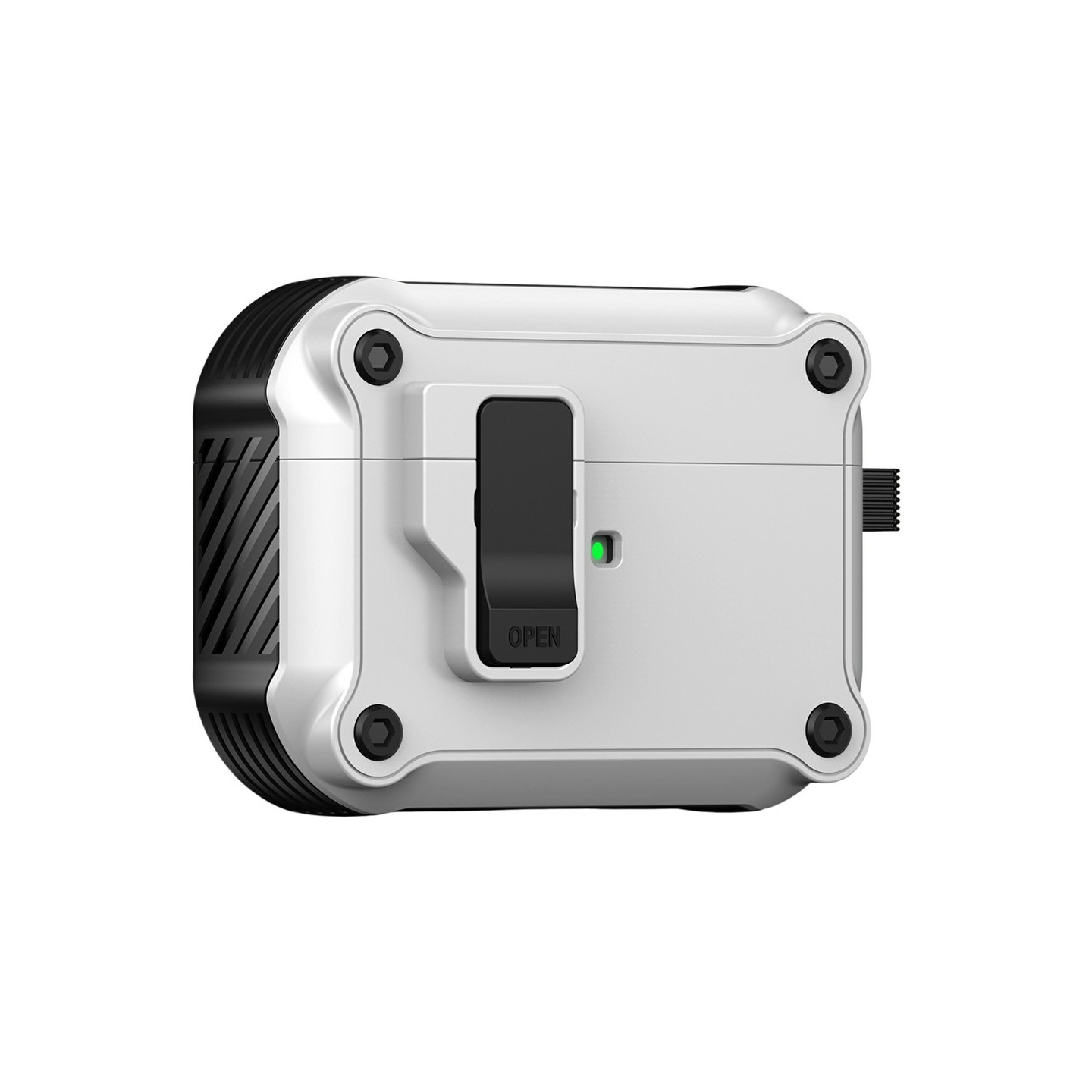 AirPods Pro 3:lle suojakotelo TPU + PC-kuori koukulla / karabiinihaalla - Valkoinen