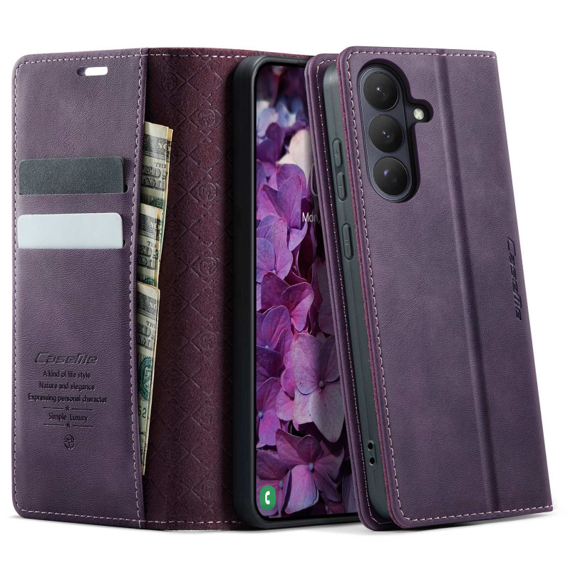 CASEME For Samsung Galaxy S26 Wallet Case RFID Blocking Calf Texture - Purple