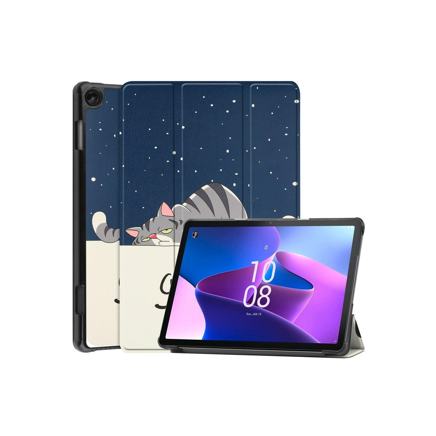 Til Lenovo Tab M10 (Gen 3) Trifoldet Stativdæksel - Cat