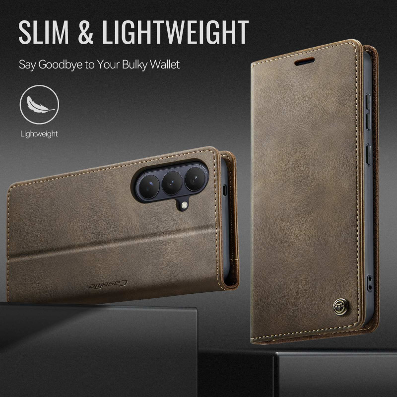CASEME Samsung Galaxy S26 Lompakkokotelo RFID Suoja Vasikkakuvio - Coffee
