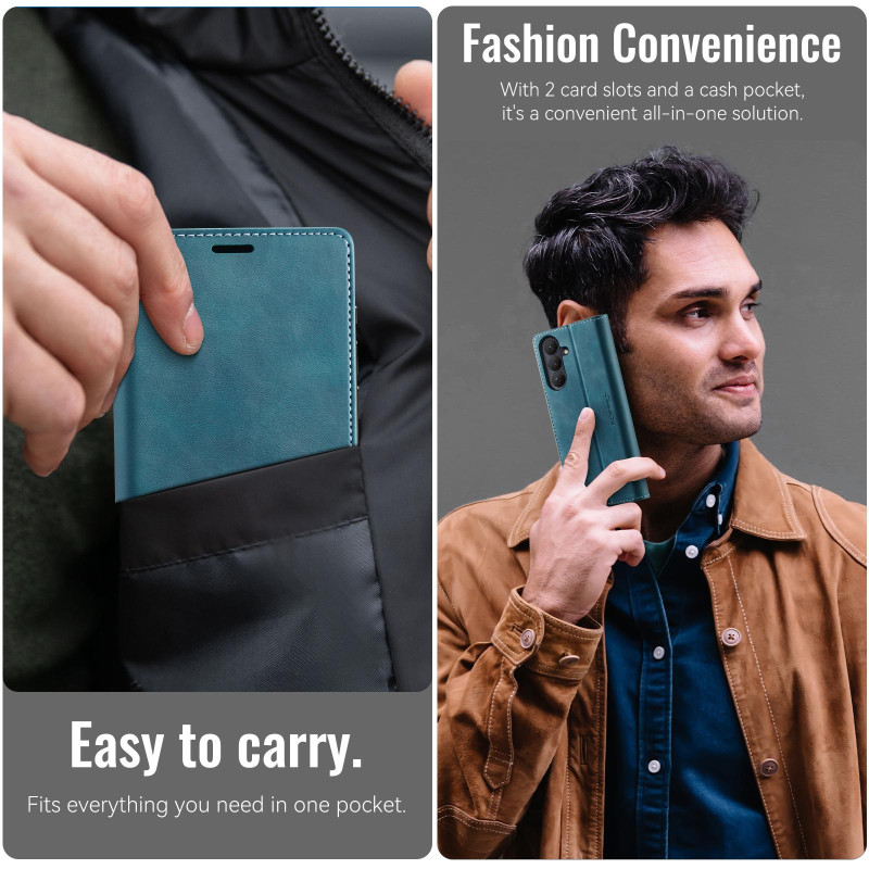 CASEME For Samsung Galaxy S26 Wallet Case RFID Blocking Calf Texture - Green