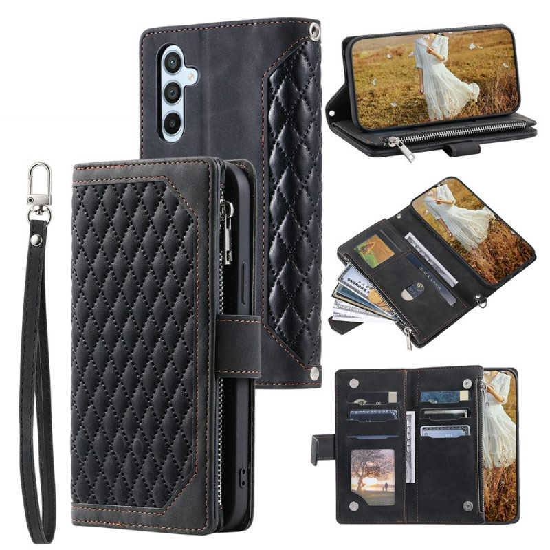 För Samsung Galaxy S26 5G Zipper Wallet Case Rhombus Telefonfodral