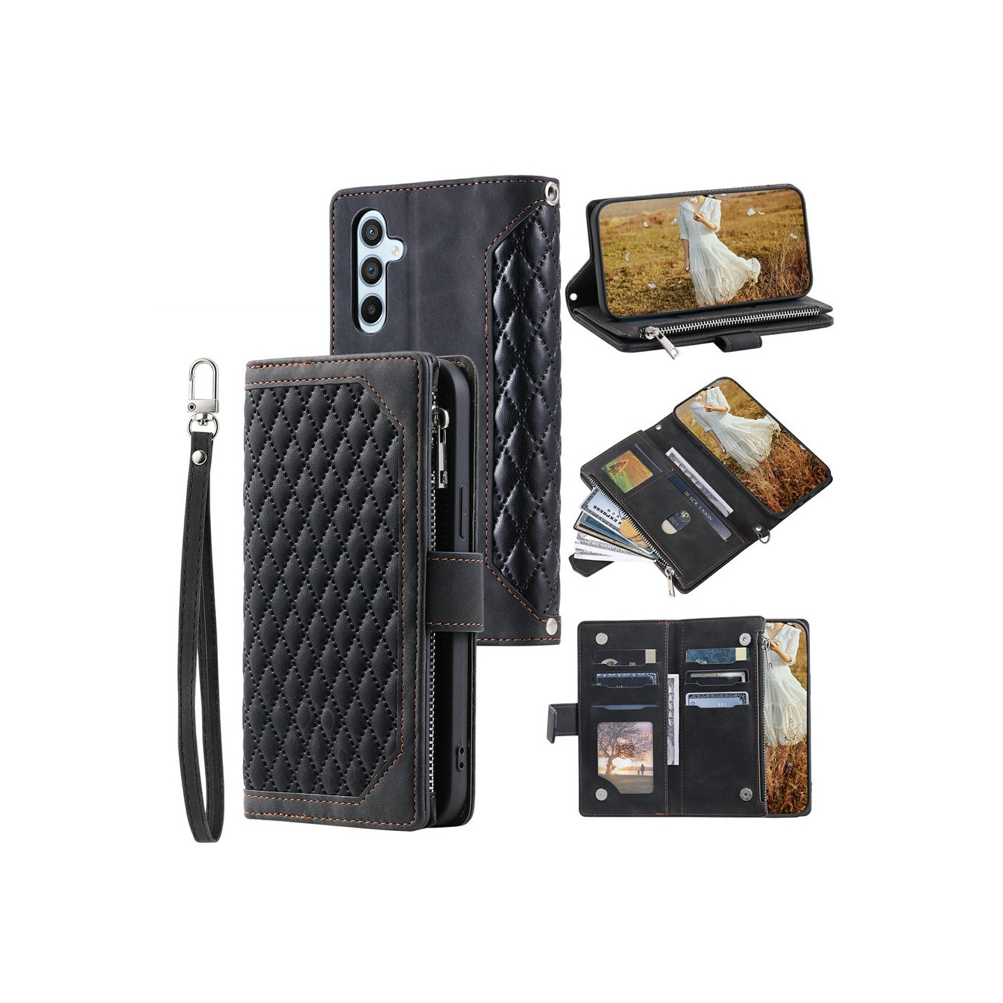 For Samsung Galaxy S26 5G Zipper Wallet Case Rhombus Phone Cover