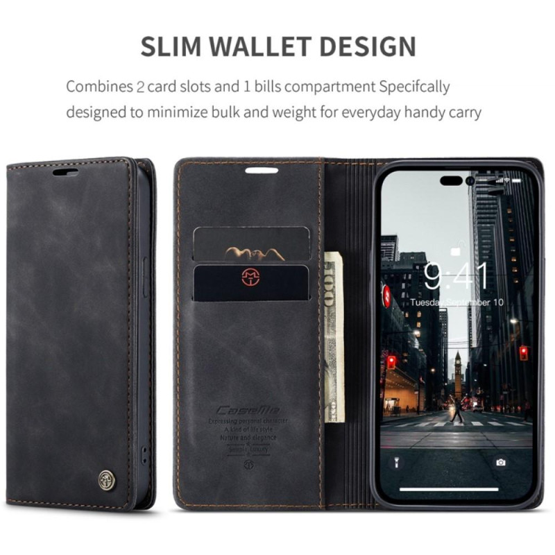 CASEME Retro Wallet Case for iPhone 14 Pro Max - Black