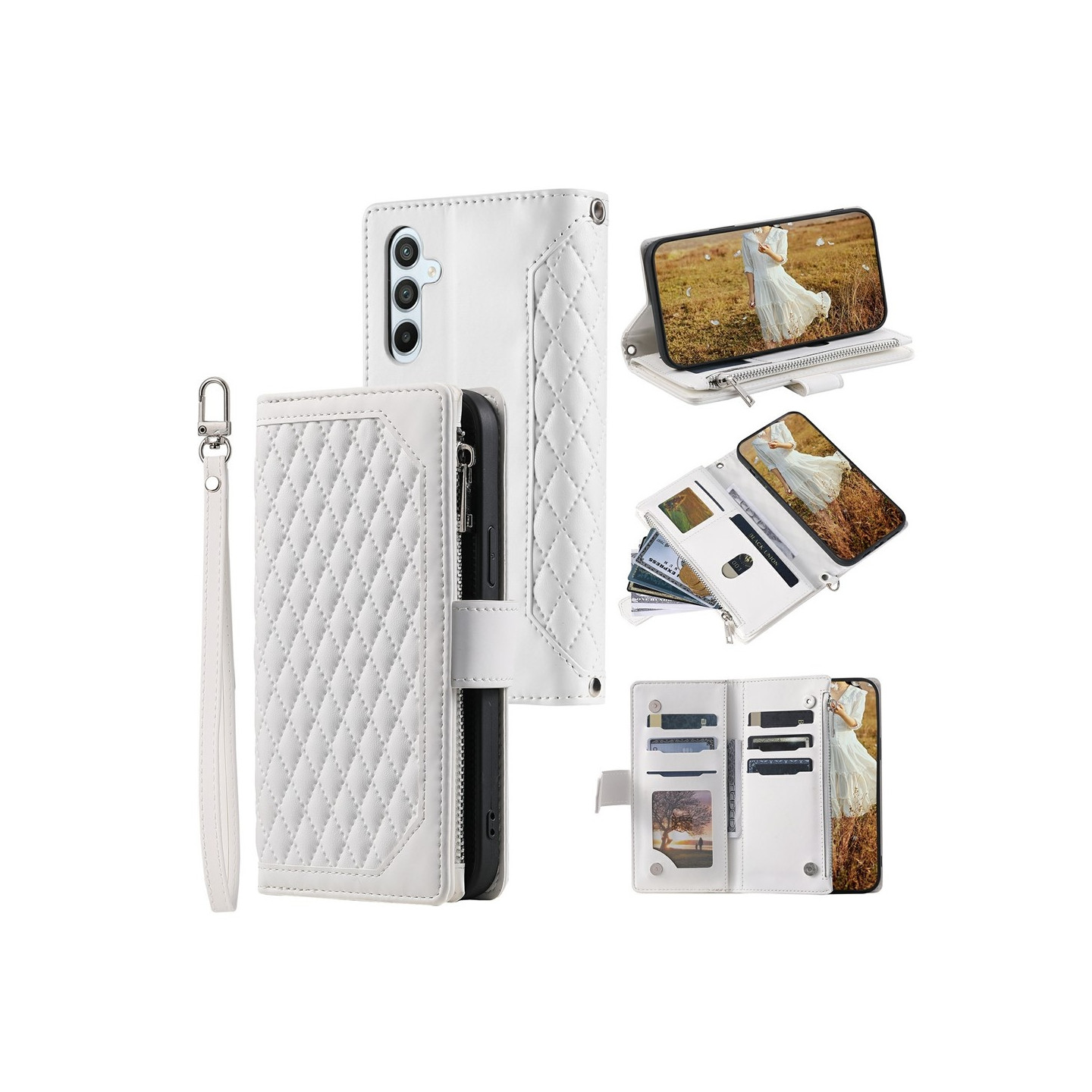 For Samsung Galaxy S26 5G Zipper Wallet Case Rhombus Phone Cover