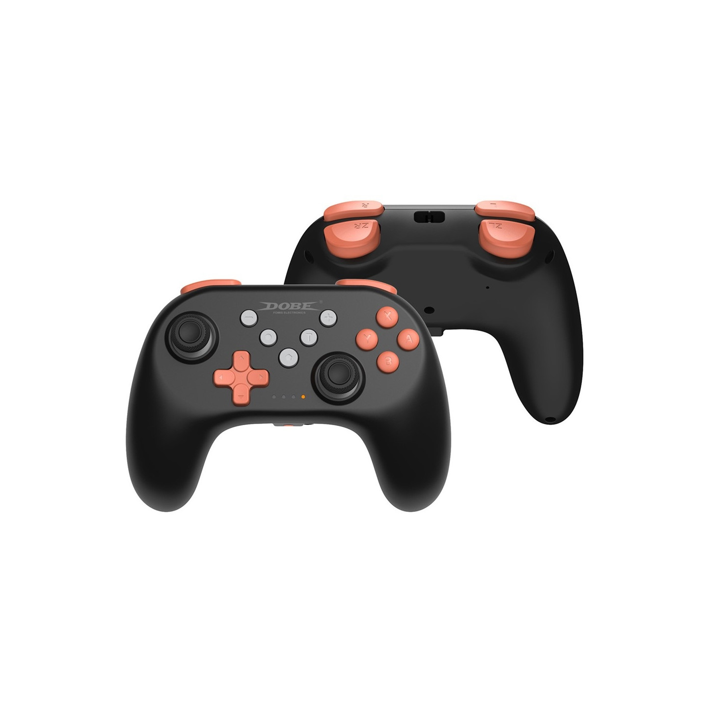 Langaton Bluetooth-ohjain Nintendo Switch 1+2+OLED -värähtelyohjain, Musta/oranssi